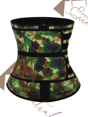 Camo Latex Double Belts Waist Trainer Slimming Tummy