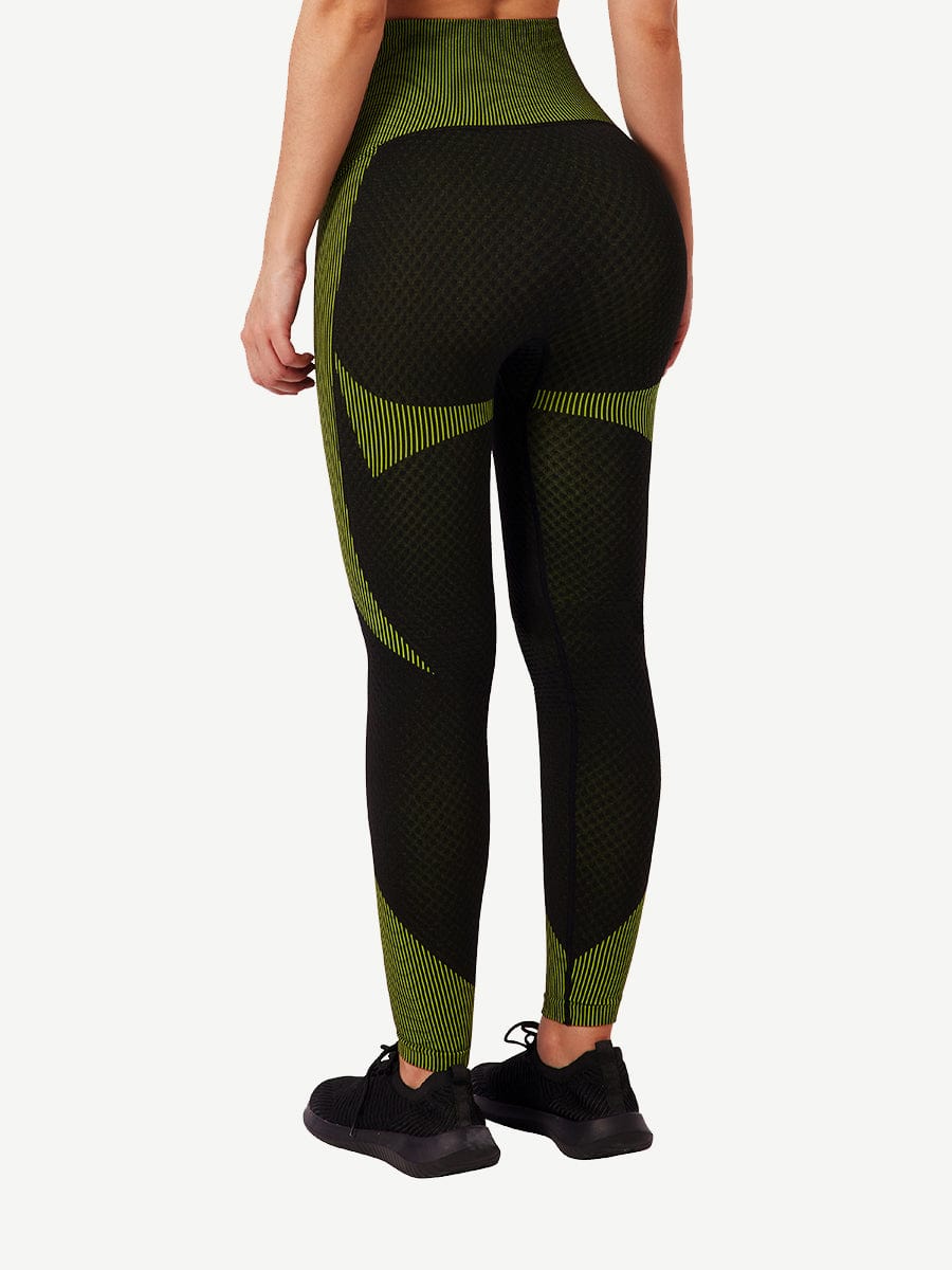 Seamless High-waisted Tummy Yoga Pants With Three-row Eye And Hook Closure