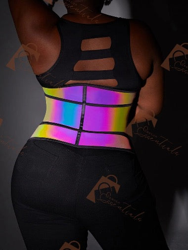 Rainbow Reflective Latex Waist Trainer Abdominal Slimmer