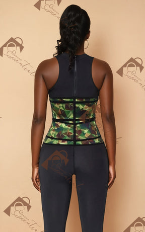 Camo Latex Double Belts Waist Trainer Slimming Tummy