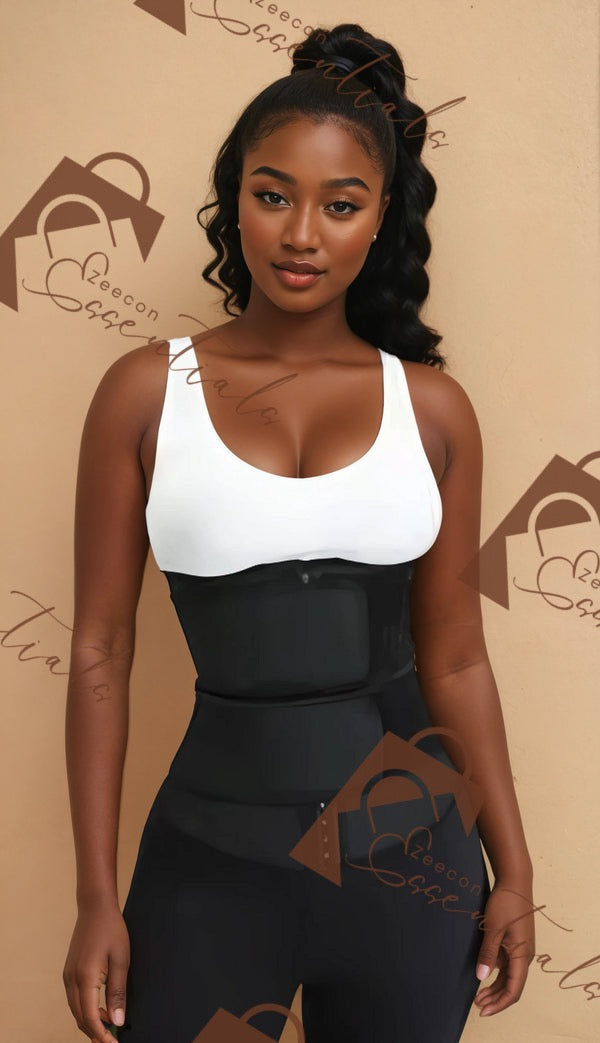 Black Plus Size Latex Waist Trainer 7 Steel Bones Leisure Fashion