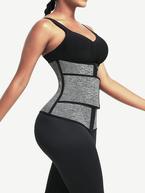 Grey 6 Steel Bones Waist Trainer With Belt Slimming Belly