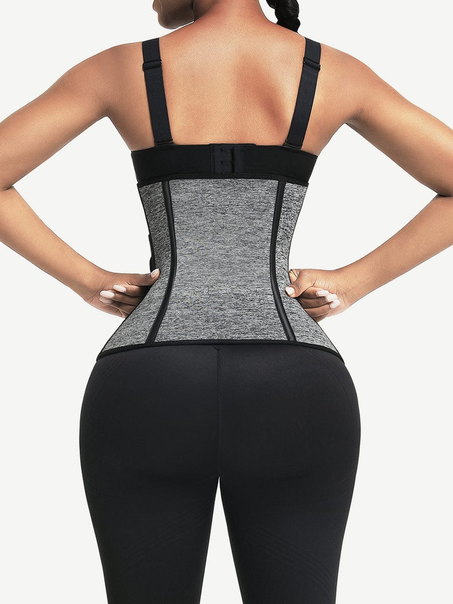 Grey 6 Steel Bones Waist Trainer With Belt Slimming Belly